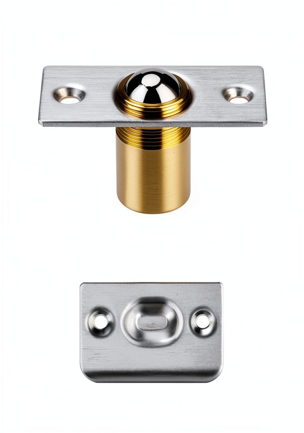 2Pack Closet Door Ball Catch Hardware, Brushed Stainless Steel Drive in Ball Catcher with Strike Plate for Closet Doors, Adjustable French Door Hardware for Invisible Pantry Ball Bearing Door Latch-2