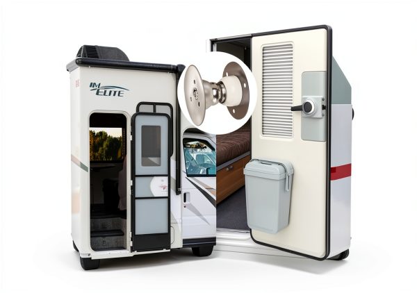RV Door Holder Catches Magnetic Exterior Latch for Trailers White-3