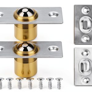 2Pack Closet Door Ball Catch Hardware, Brushed Stainless Steel Drive in Ball Catcher with Strike Plate for Closet Doors, Adjustable French Door Hardware for Invisible Pantry Ball Bearing Door Latch-0